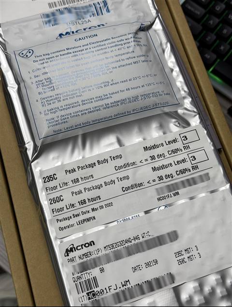 带防潮等级标签的原装密封包装